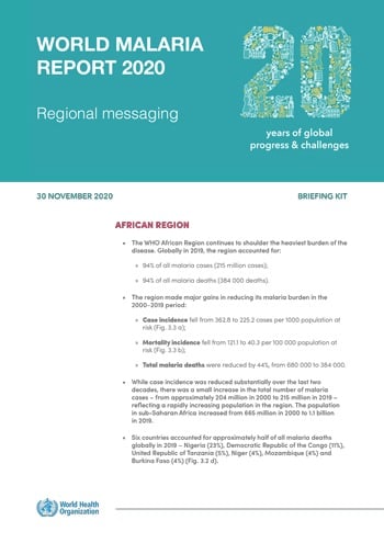 World malaria report 2020: regional messages